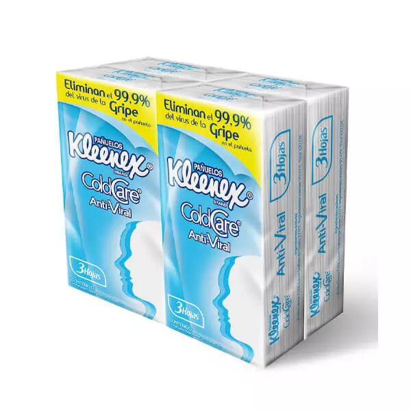 Pañuelos Desechables Cold Care® Antiviral Kleenex® 4 paquetes