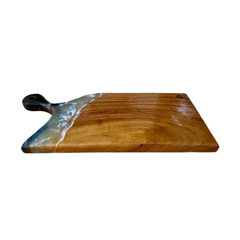 Tabla de Queso Rectangular c/ Acabado Resina Mar (50x23 cm)