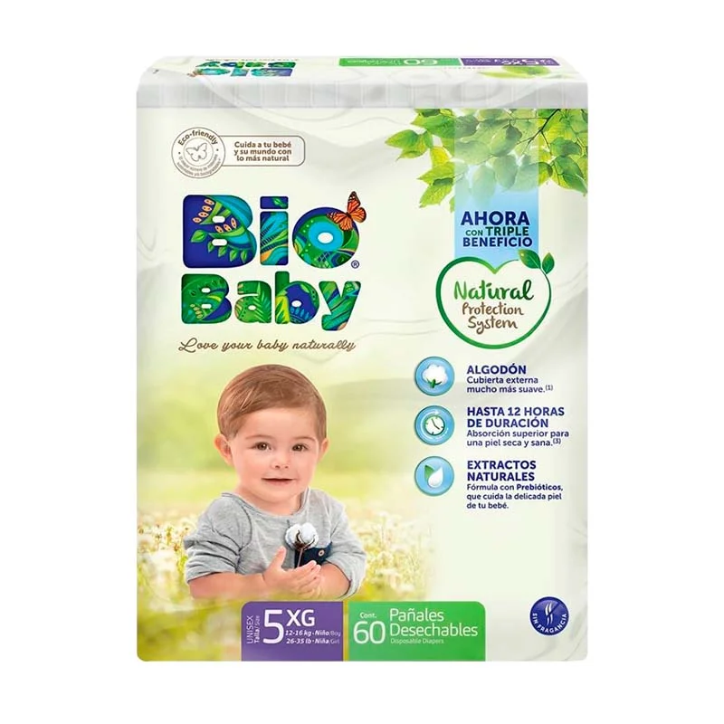 Pañal Bio Baby® Extra Grande Unisex Talla 5 60 piezas