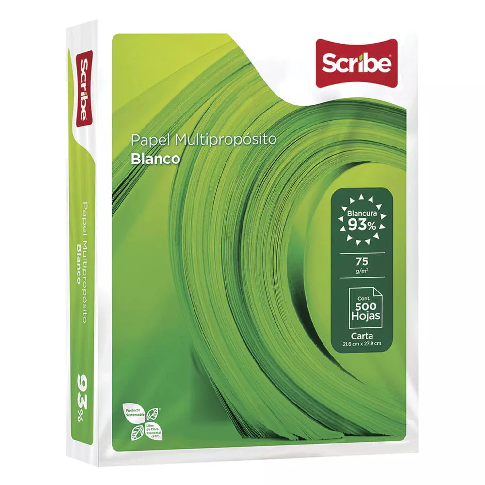 Papel Bond Tamaño Carta Blanco Ecológico Scribe® 500 Hojas