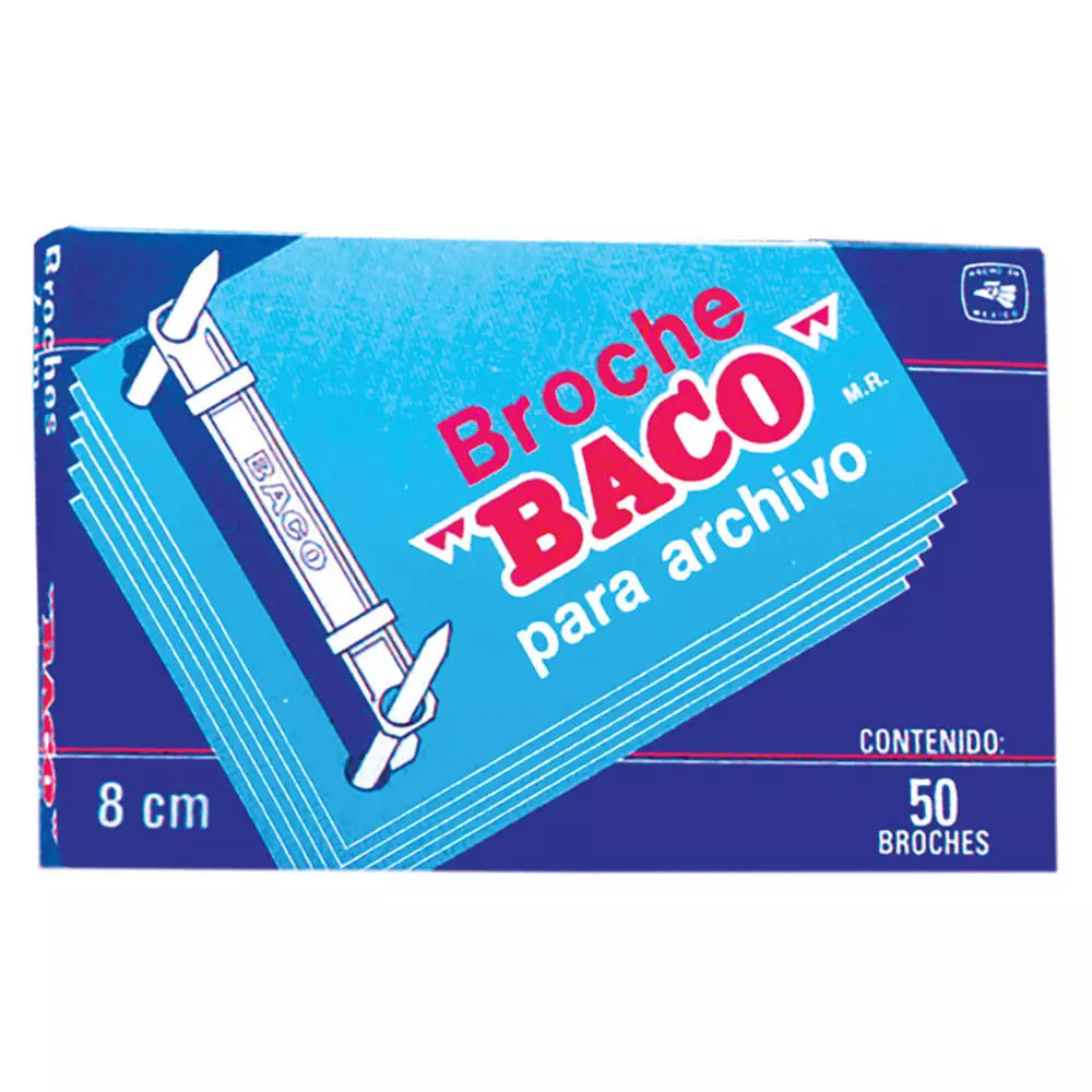 Broche para Archivo 8 cm Caja Azul Baco® 50 Piezas