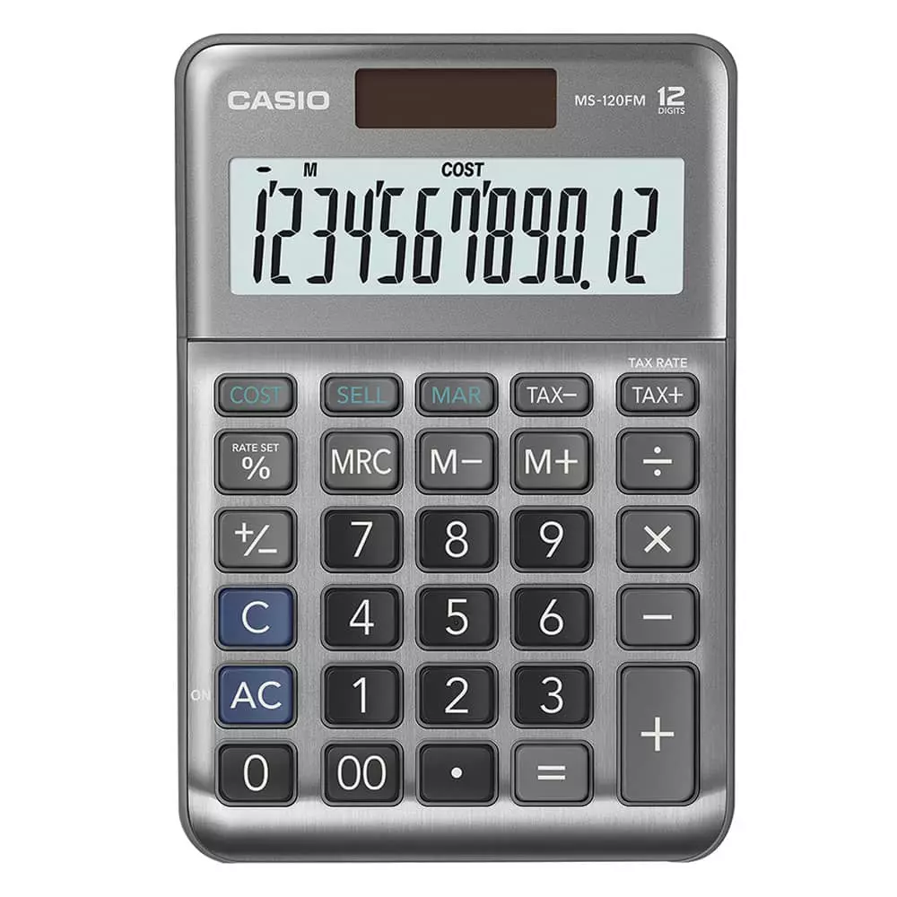 Calculadora de Escritorio de 12 Dígitos Gris Metalico Casio®