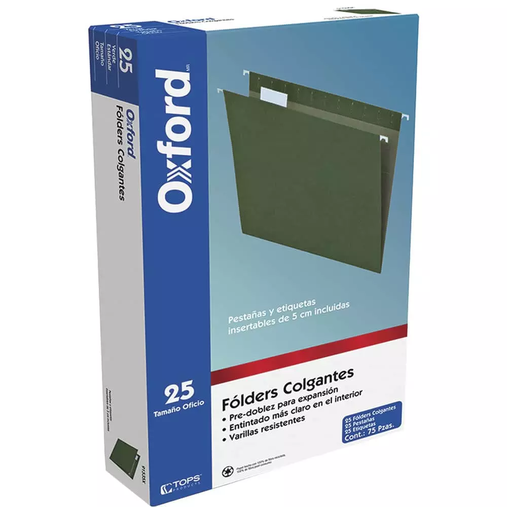Folder Archivo Colgante Tamaño Oficio Paquete con 25 Piezas Oxford®