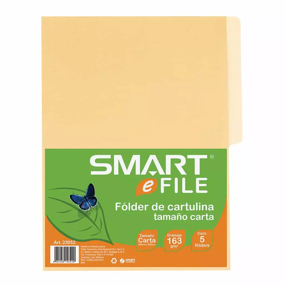 Folder de Cartulina Tamaño Carta Crema Paquete con 5 Piezas