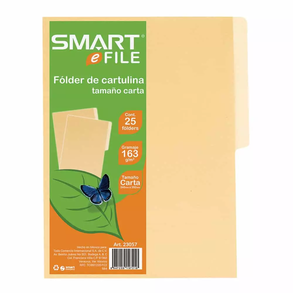 Folder de Cartulina Tamaño Carta Crema Paquete con 25 Piezas Smart®