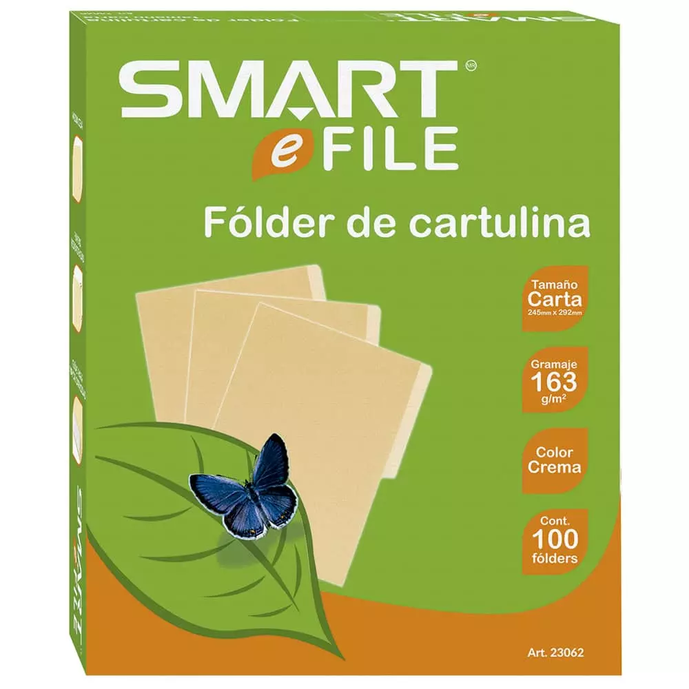 Folder de Cartulina Tamaño Carta Crema Caja con 100 Piezas Smart®
