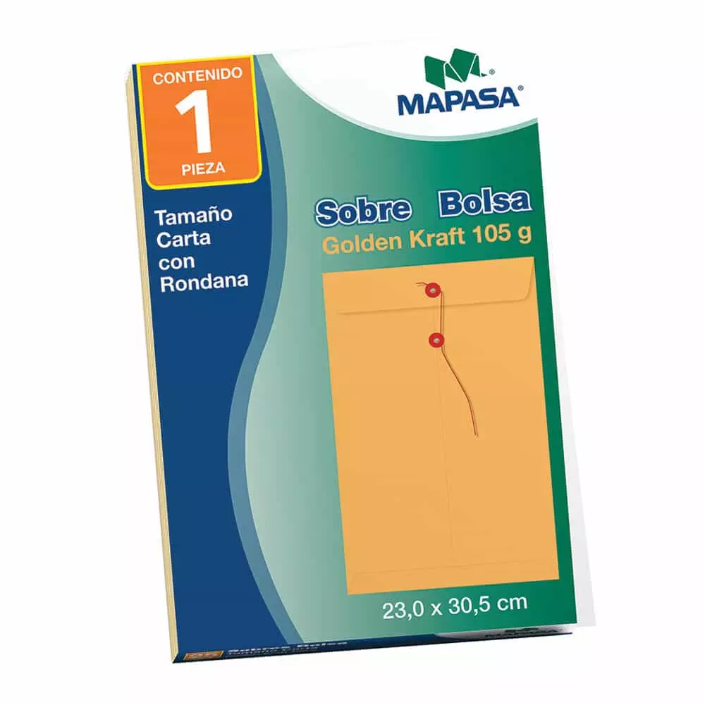 Sobre Bolsa Golden Kraft de 80 kg con Rondana Tamaño Carta 1 pieza Mapasa®