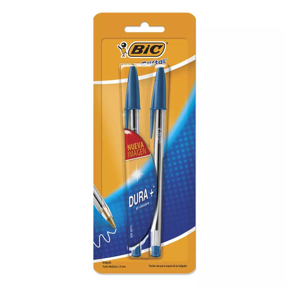 Bolígrafo Punto Mediano Stick Azul Blíster con 2 Piezas Dura + BIC®