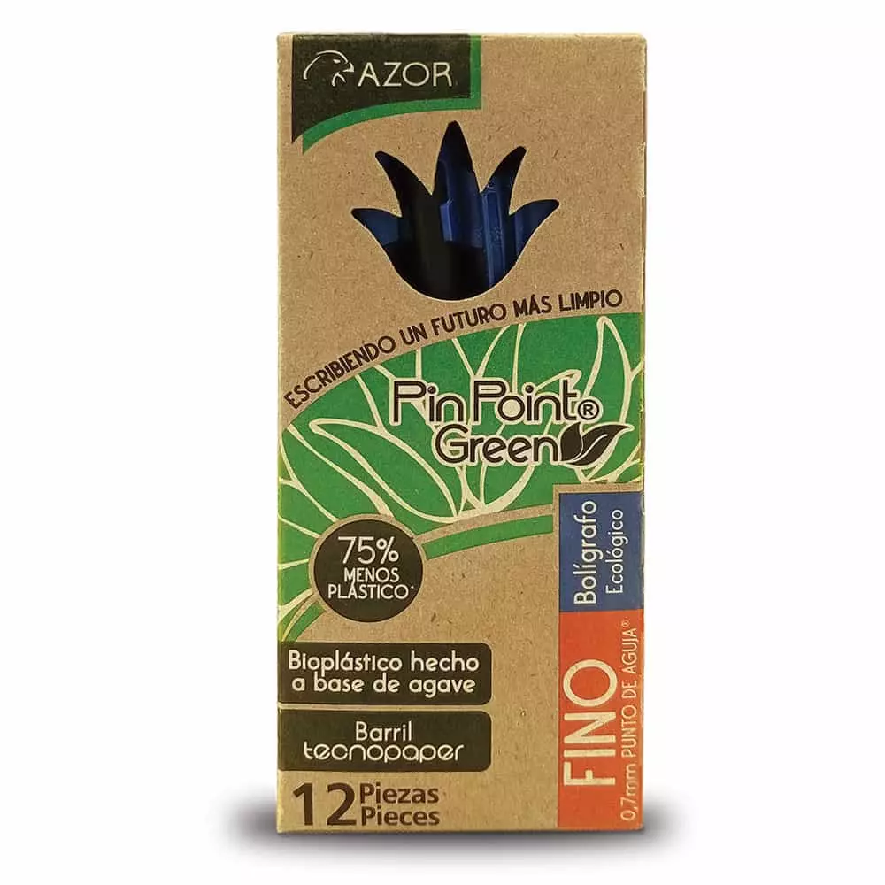 Bolígrafo Punto Fino Stick Azul Caja con 12 Piezas Pin Point Green Azor®