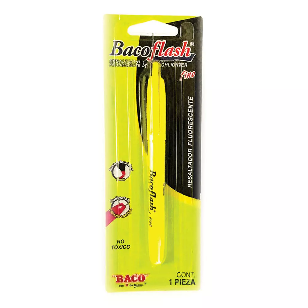 Marcador Fluorescente Delgado Amarillo Blíster Bacoflash®