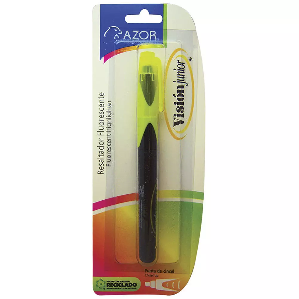 Marcador Fluorescente Delgado Amarillo Blíster Visión Junior Azor®