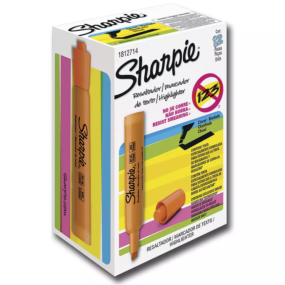 Marcatextos Fluorescente Grueso Naranja Caja con 12 Piezas Sharpie®