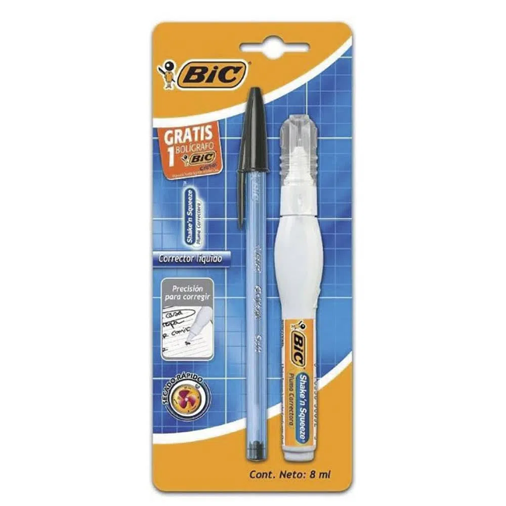 Corrector Líquido Blanco Tipo Pluma 8 ml Blíster Shake N Squeeze BIC®