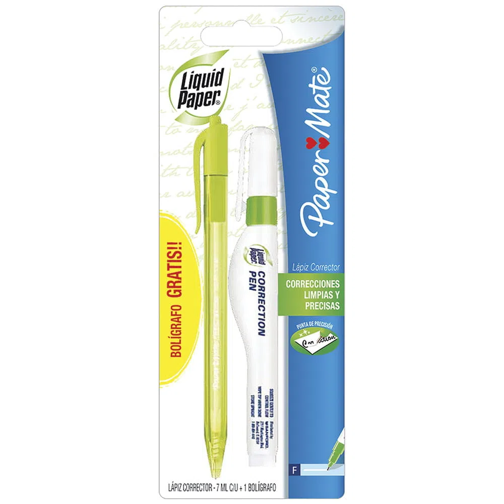 Corrector Líquido Blanco Tipo Pluma 7 ml Blíster Liquid Paper Mate®