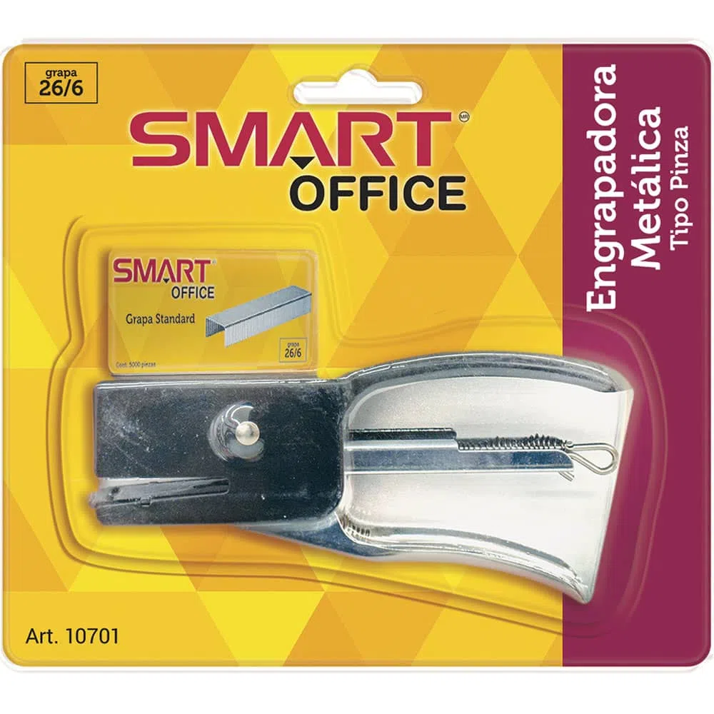 Engrapadora Tipo Pinza Chica Negra Blíster con 1000 Grapas Smart®