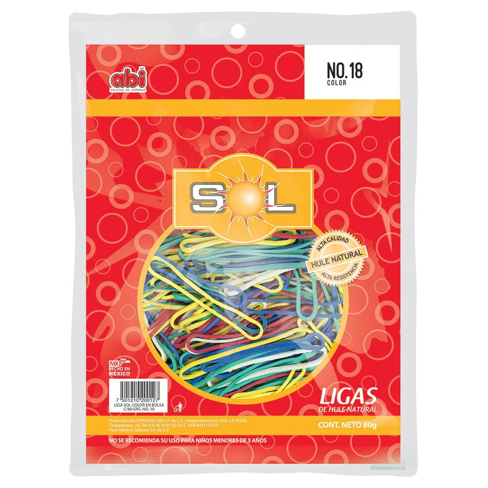 Liga de Hule Número 18 Colores con 80 g Abi®