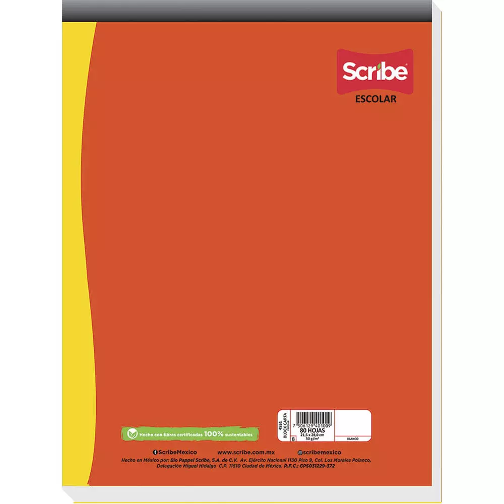 Block Tamaño Carta con 80 Hojas Blanco Escolar Scribe®