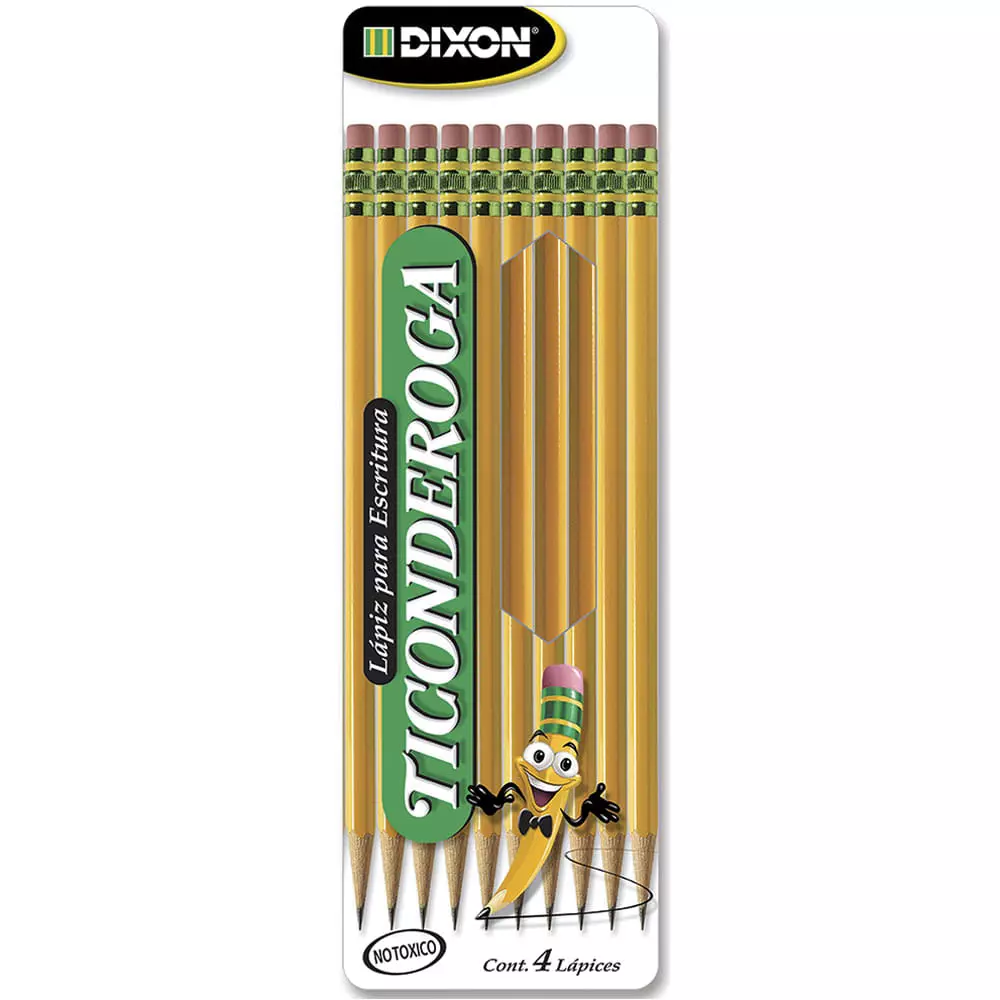Lápiz con Goma Número 2 Hexagonal 4 Piezas Ticonderoga®