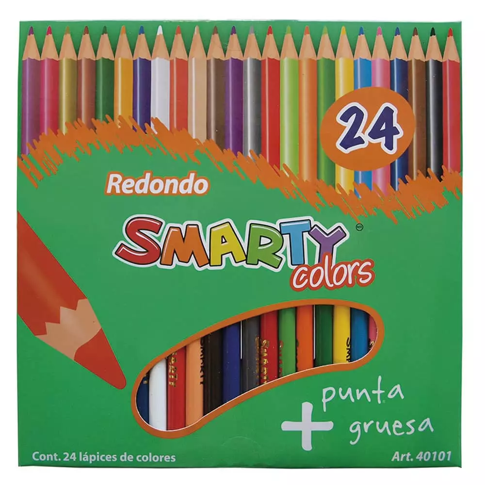 Lápices de Colores Caja con 24 Piezas Largos Redondos Smarty®