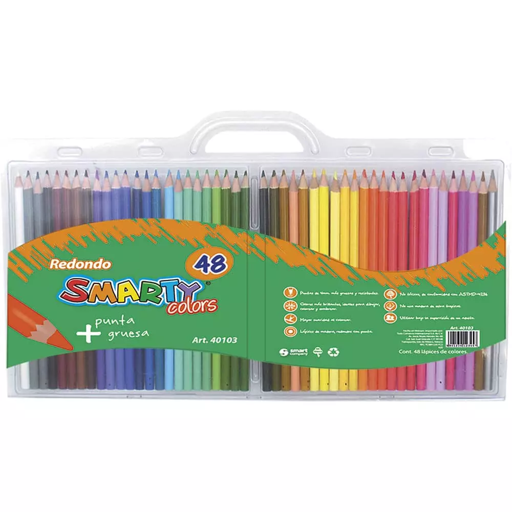 Lápices de Colores Caja con 48 Piezas Largos Redondos Smarty®