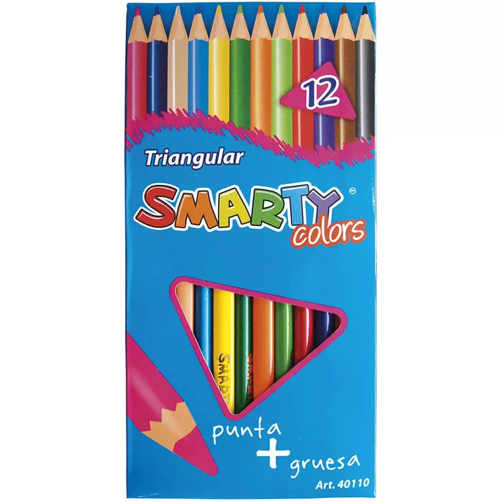 Lápices de Colores Caja con 12 Piezas Largos Triangulares Smarty®