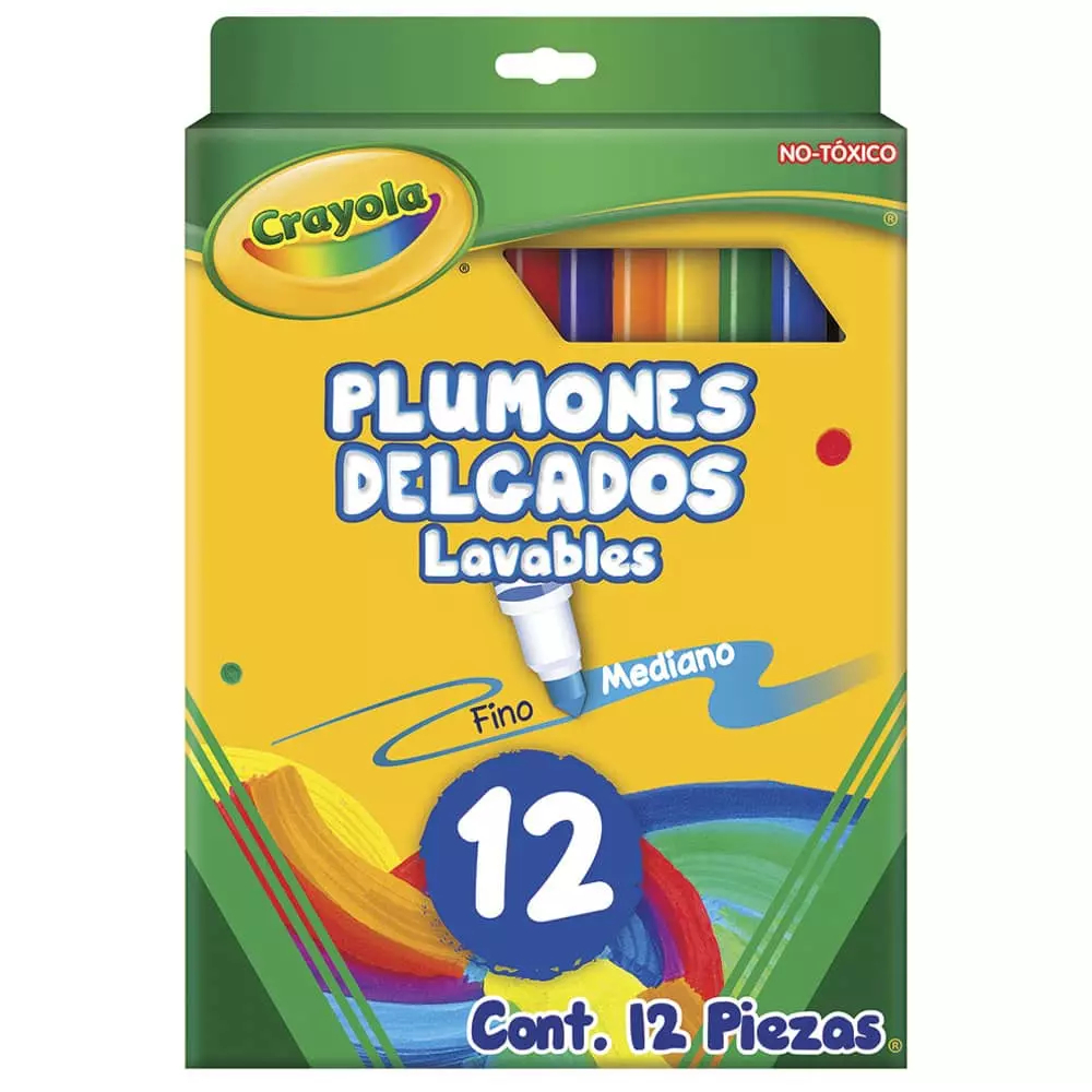 Marcador Para Colorear Delgado Lavable Estuche con 12 Piezas Crayola®