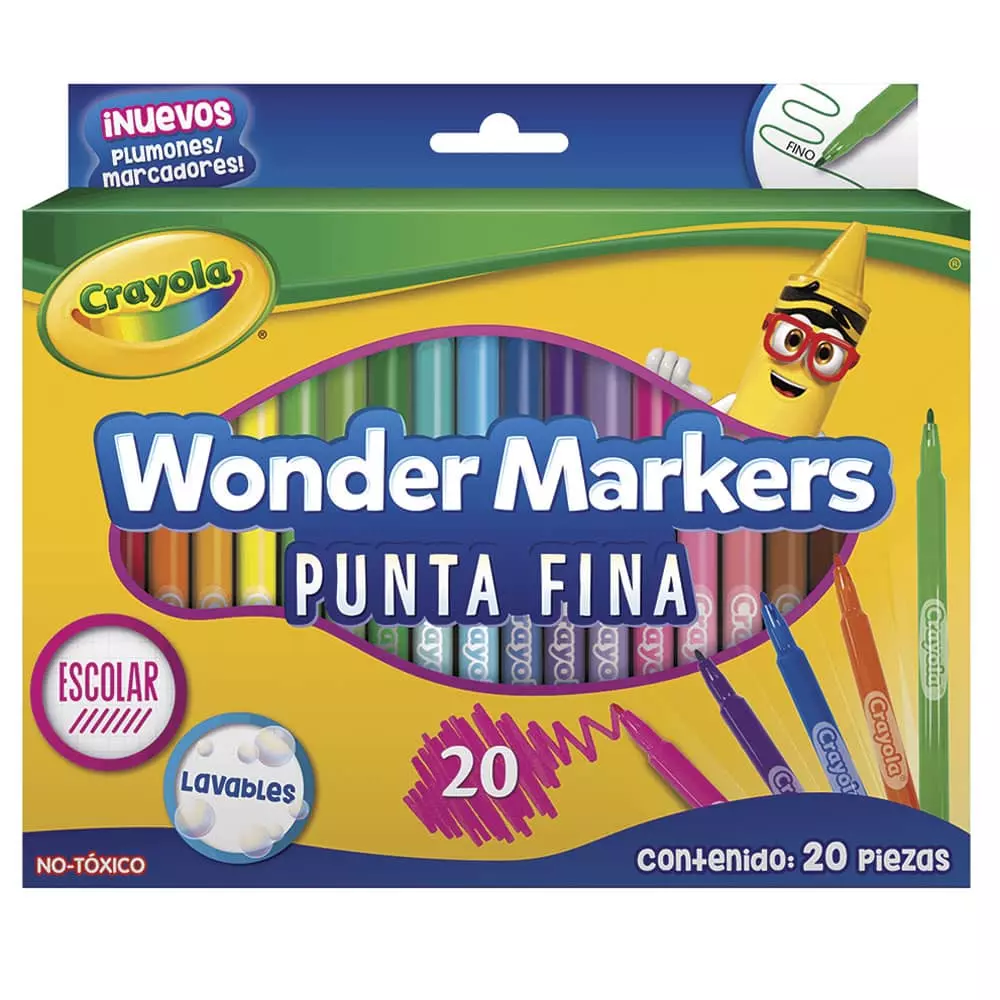 Marcador para Colorear Delgado Caja con 20 Piezas Wonder Markers Crayola®