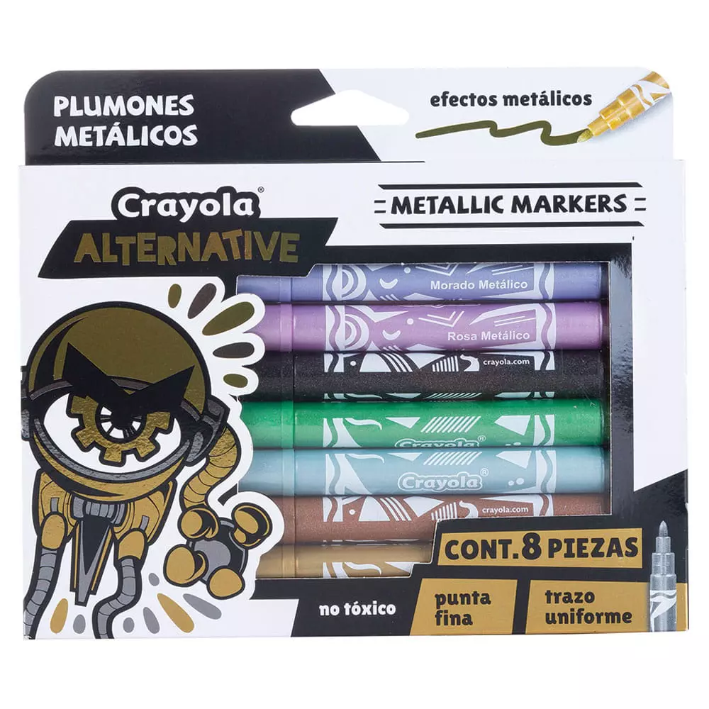 Marcador para Colorear Delgado Colores Metálicos Blíster con 8 Piezas Crayola® Alternative