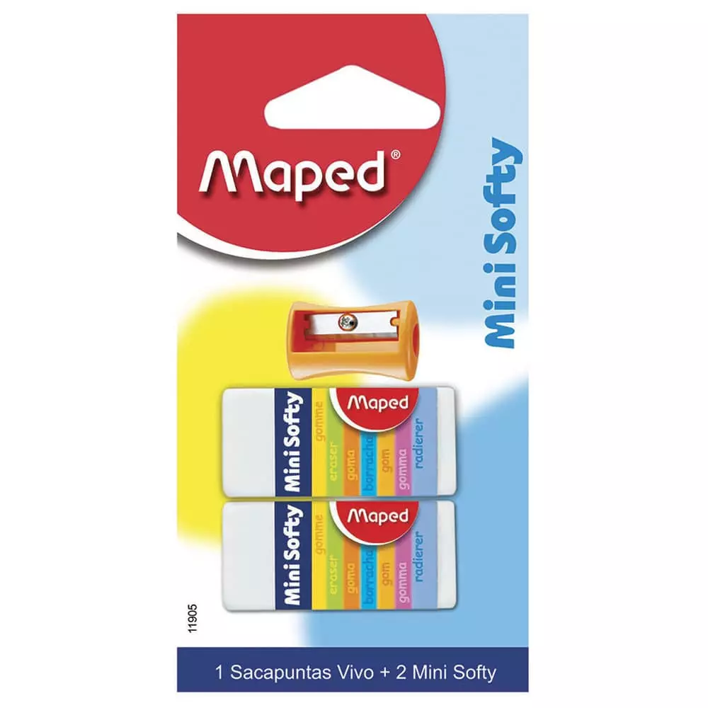 Sacapuntas Vivo + 2 Gomas Mini Softy Blíster Maped®