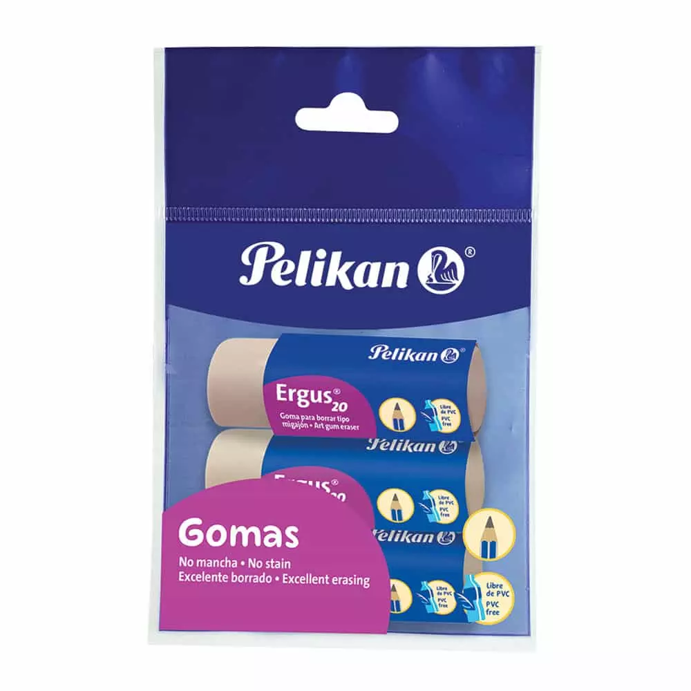 Goma de Borrar Migajón Bolsa con 3 Piezas Ergus Pelikan®