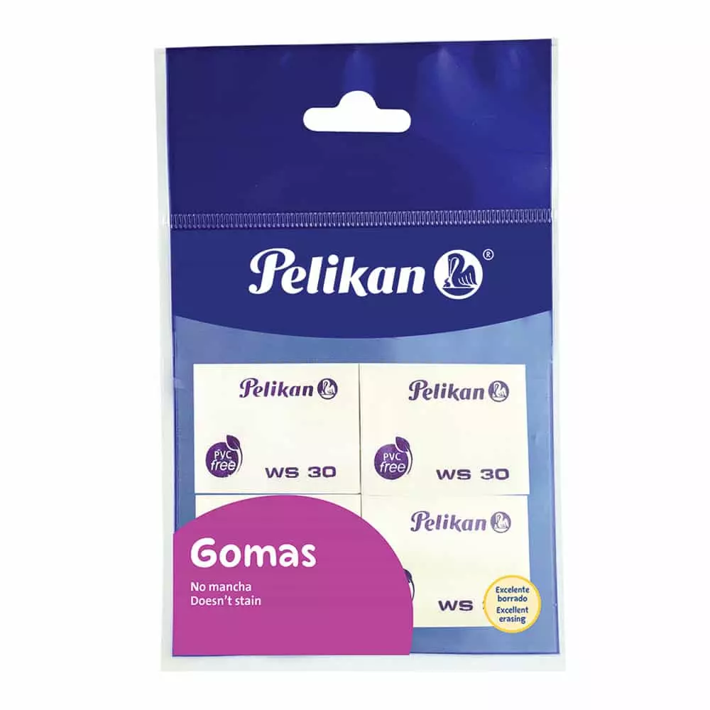 Goma de Borrar Blanca Mediana WS 30 Bolsa con 4 Piezas Pelikan®