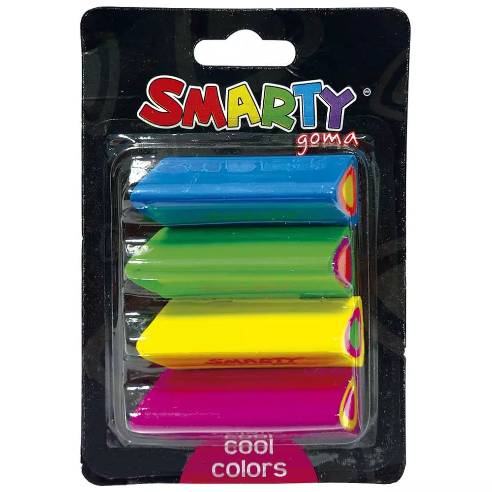 Goma de Borrar Triangular Blíster con 4 Piezas Smarty®