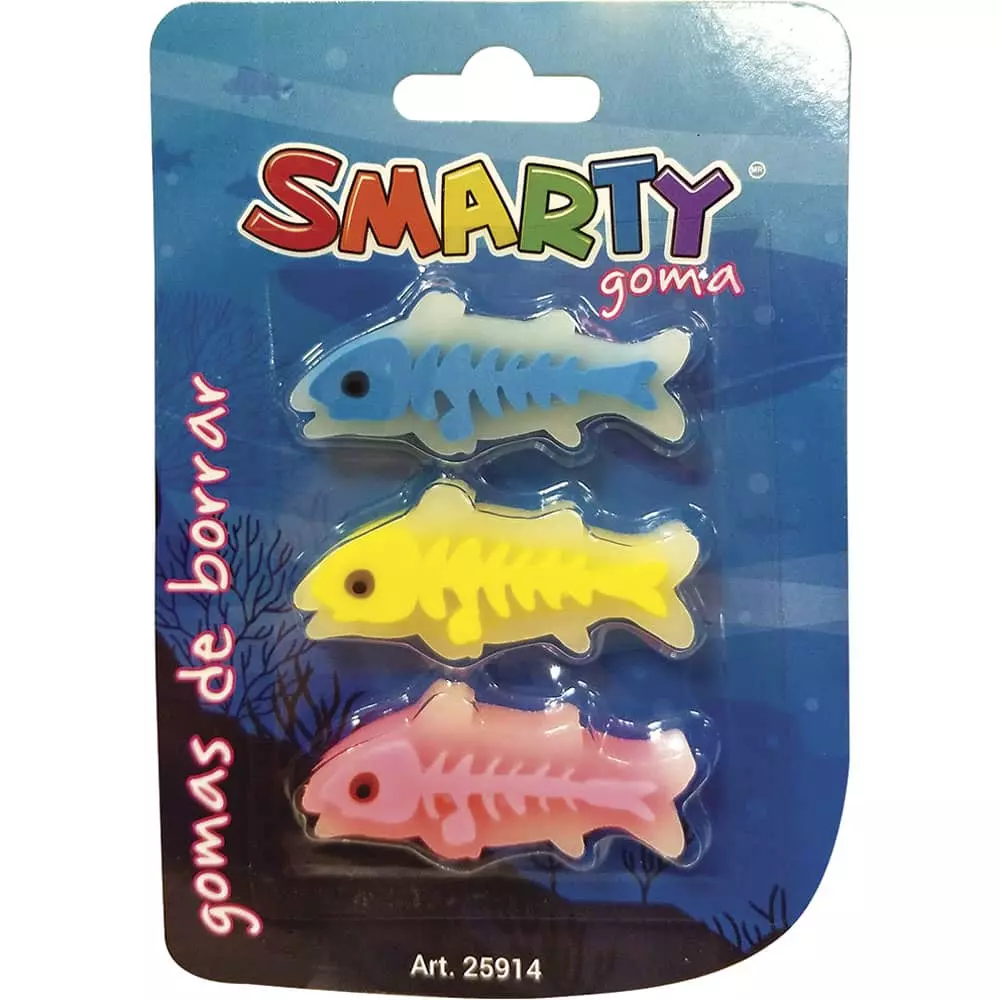 Goma de Borrar Pescadito Btl con 3 Piezas Smarty®