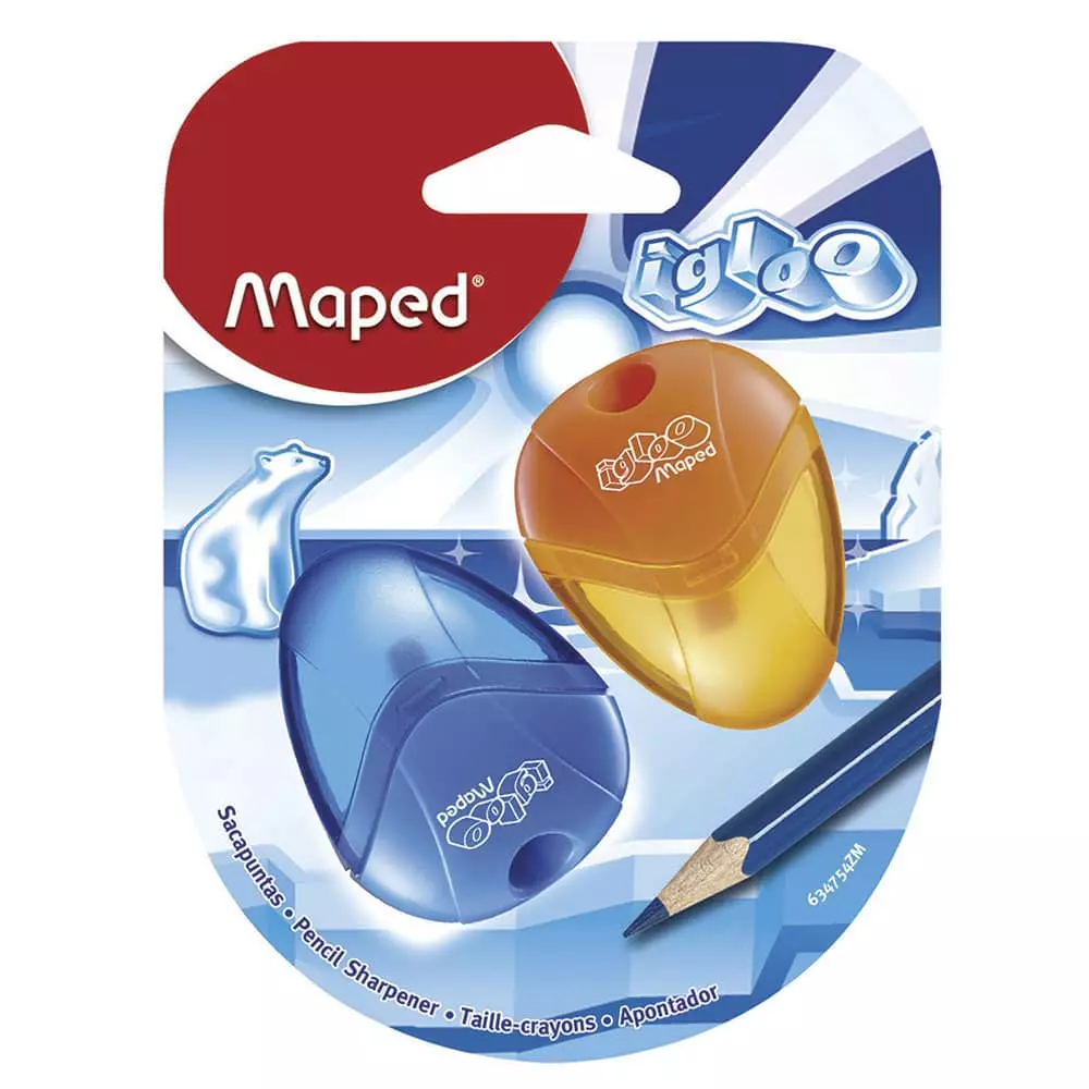 Sacapuntas de Plástico con Depósito Chico Igloo Blíster con 2 Piezas Maped®