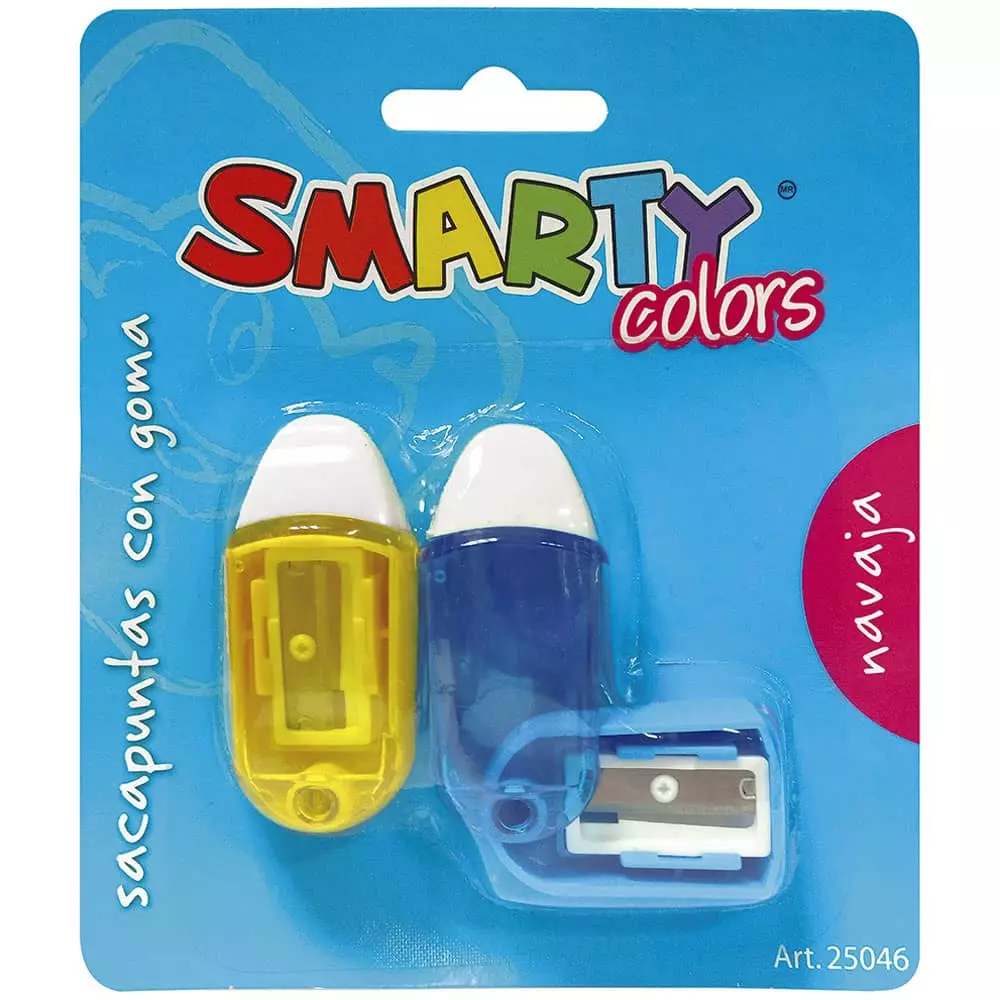 Sacapuntas Plástico c/Goma Navaja BLT 2 Piezas Smarty®