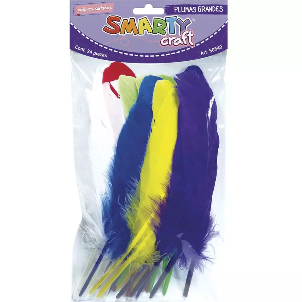 Plumas Grande para Manualidades Colores Surtidos con 24 Piezas Smarty®