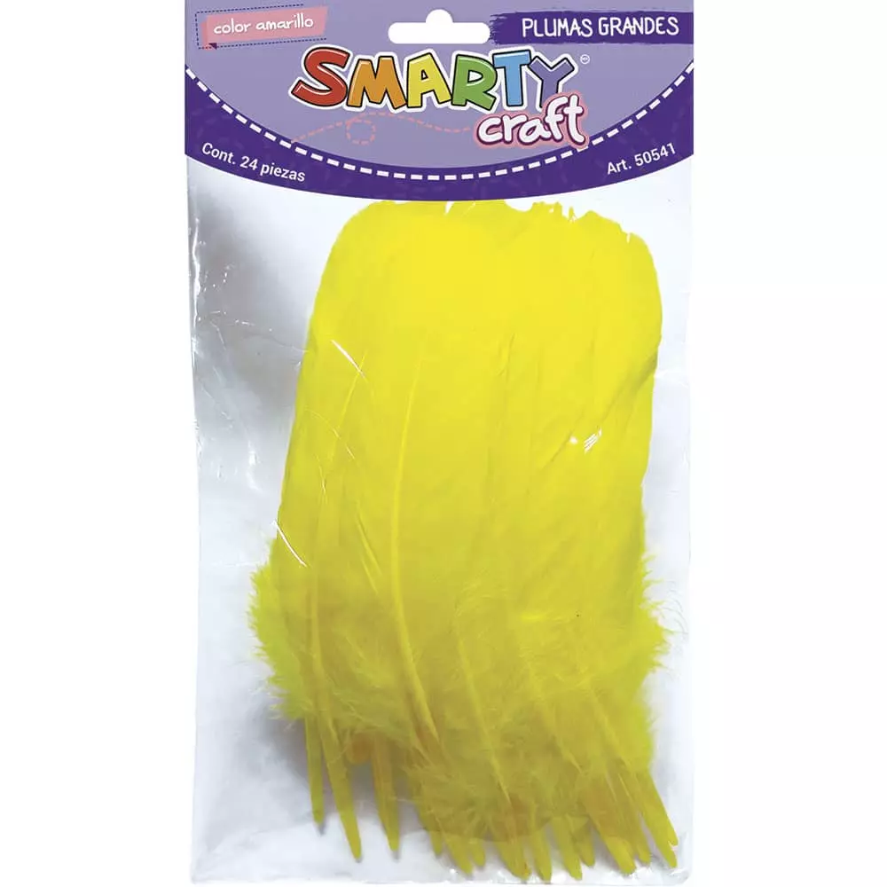 Plumas Grande para Manualidades Color Amarillo con 24 Piezas Smarty®