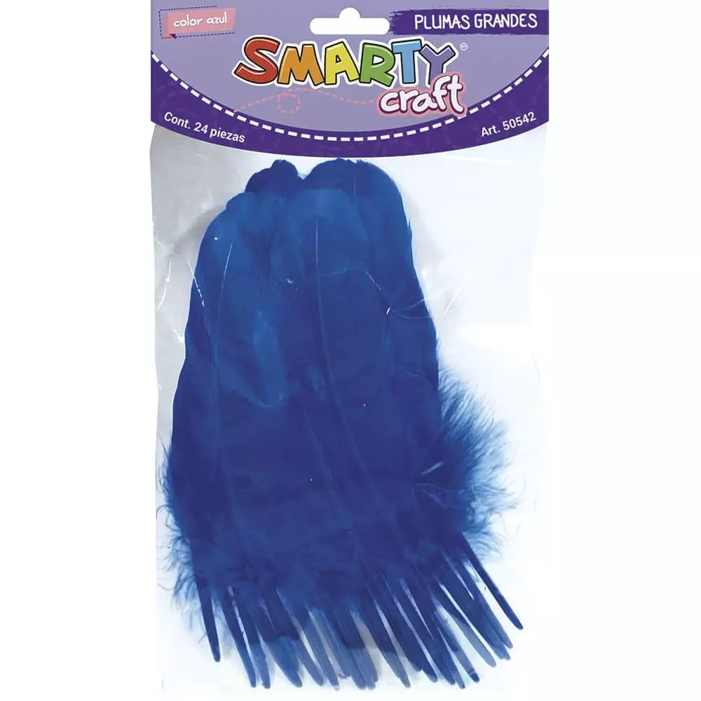 Plumas Grande para Manualidades Color Azul C/24 pzas Smarty®