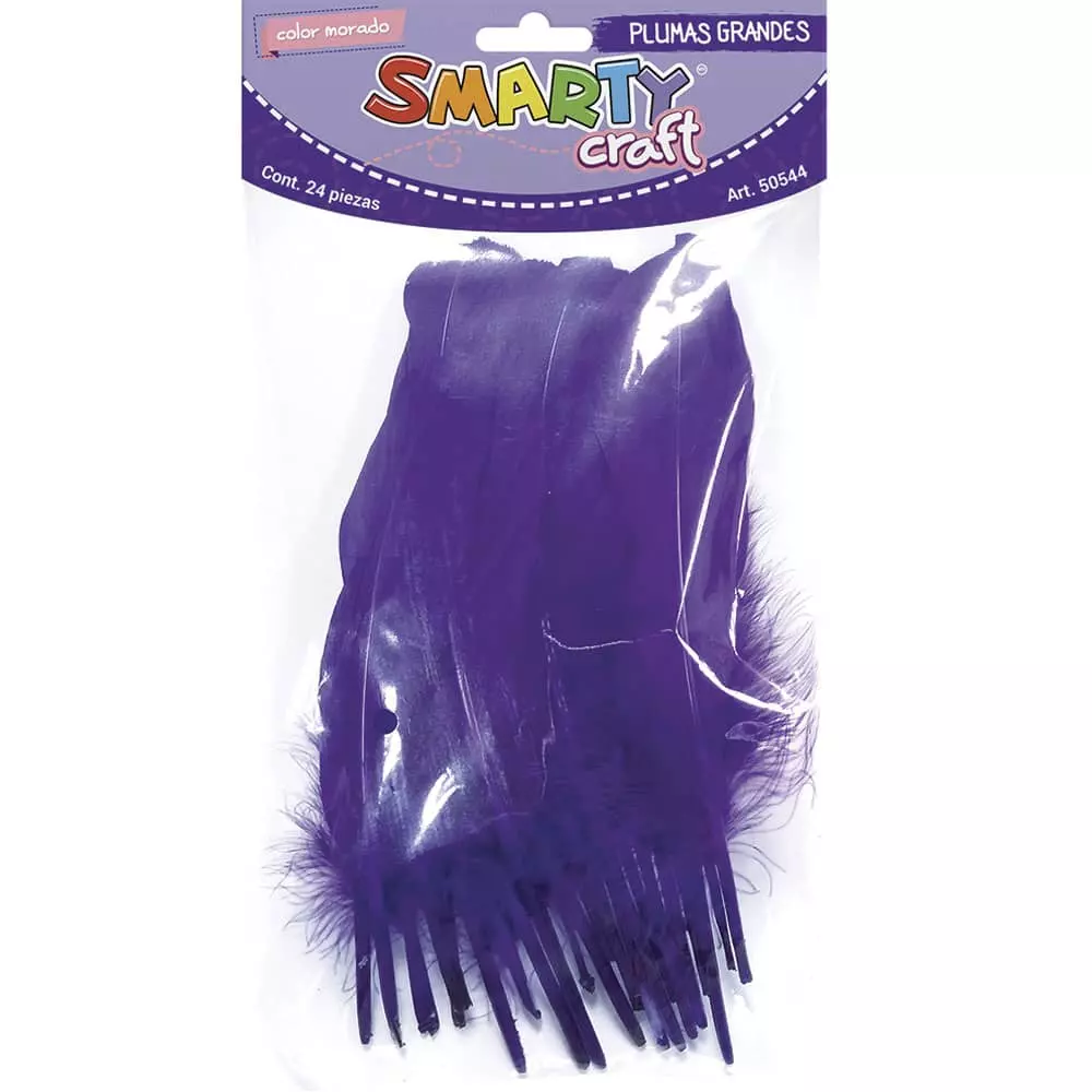 Plumas Grande para Manualidades Color Morado con 24 Piezas Smarty®