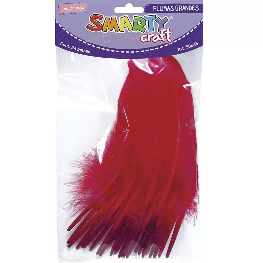 Plumas Grande para Manualidades Color Rojo con 24 Piezas Smarty®