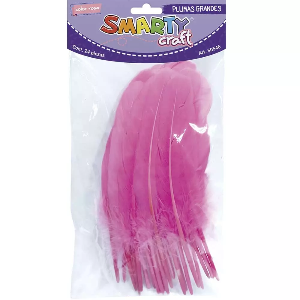 Plumas Grande para Manualidades Color Rosa con 24 Piezas Smarty®