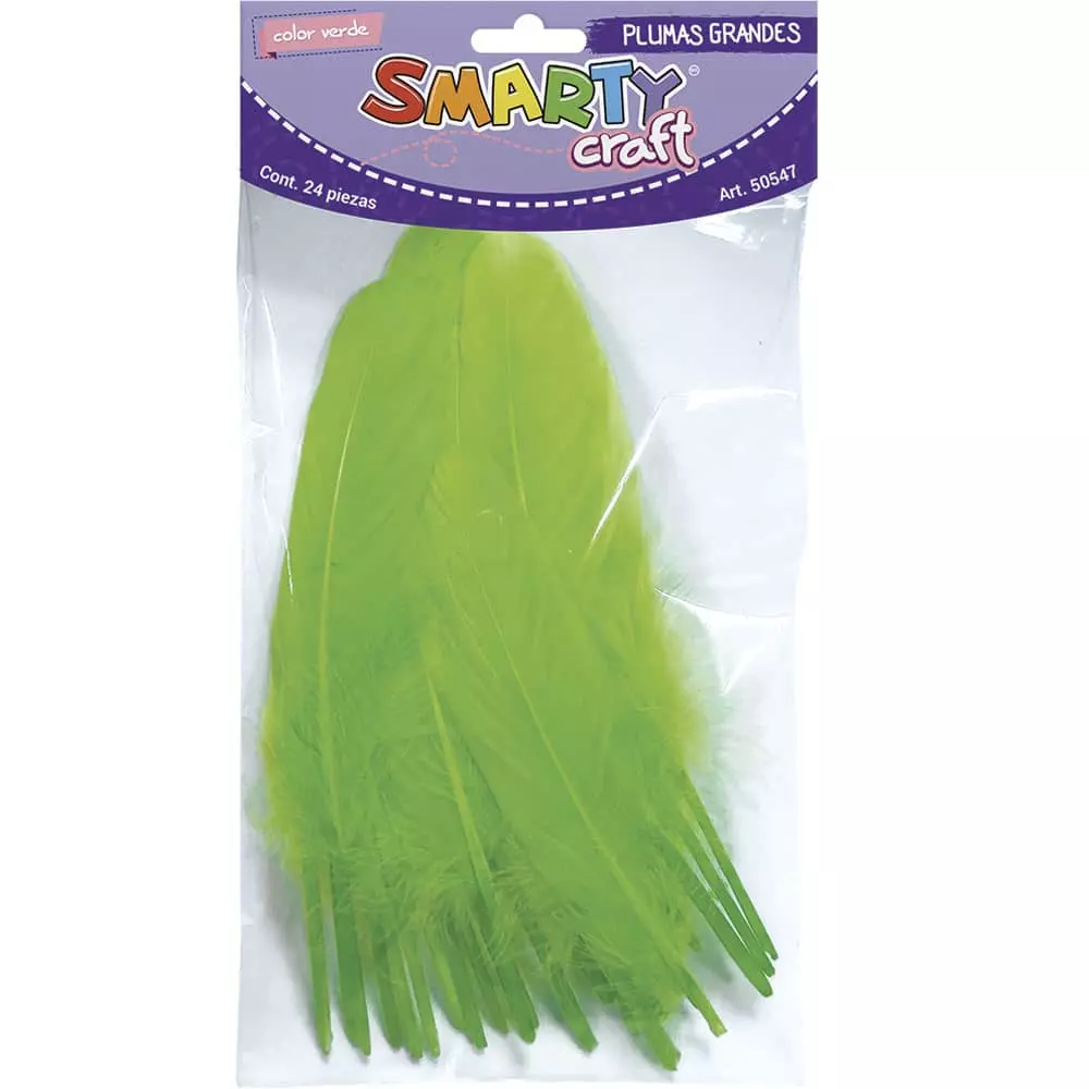 Plumas Grande para Manualidades Color Verde con 24 Piezas Smarty®