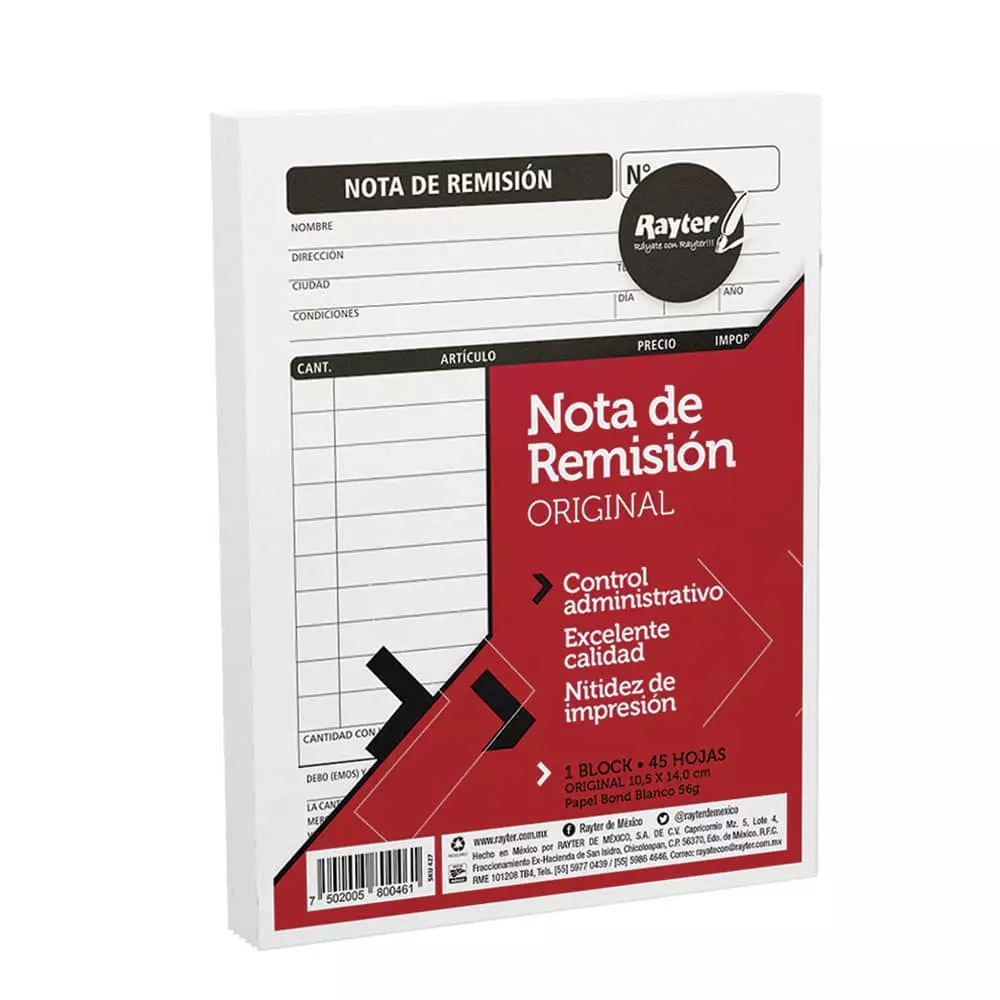 Block Remisión 1/4 Original con 6 Rayter®