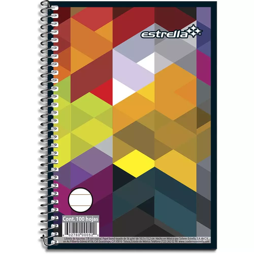 Libreta de Apuntes de 1/8 Espiral de 100 Hojas Estrella®