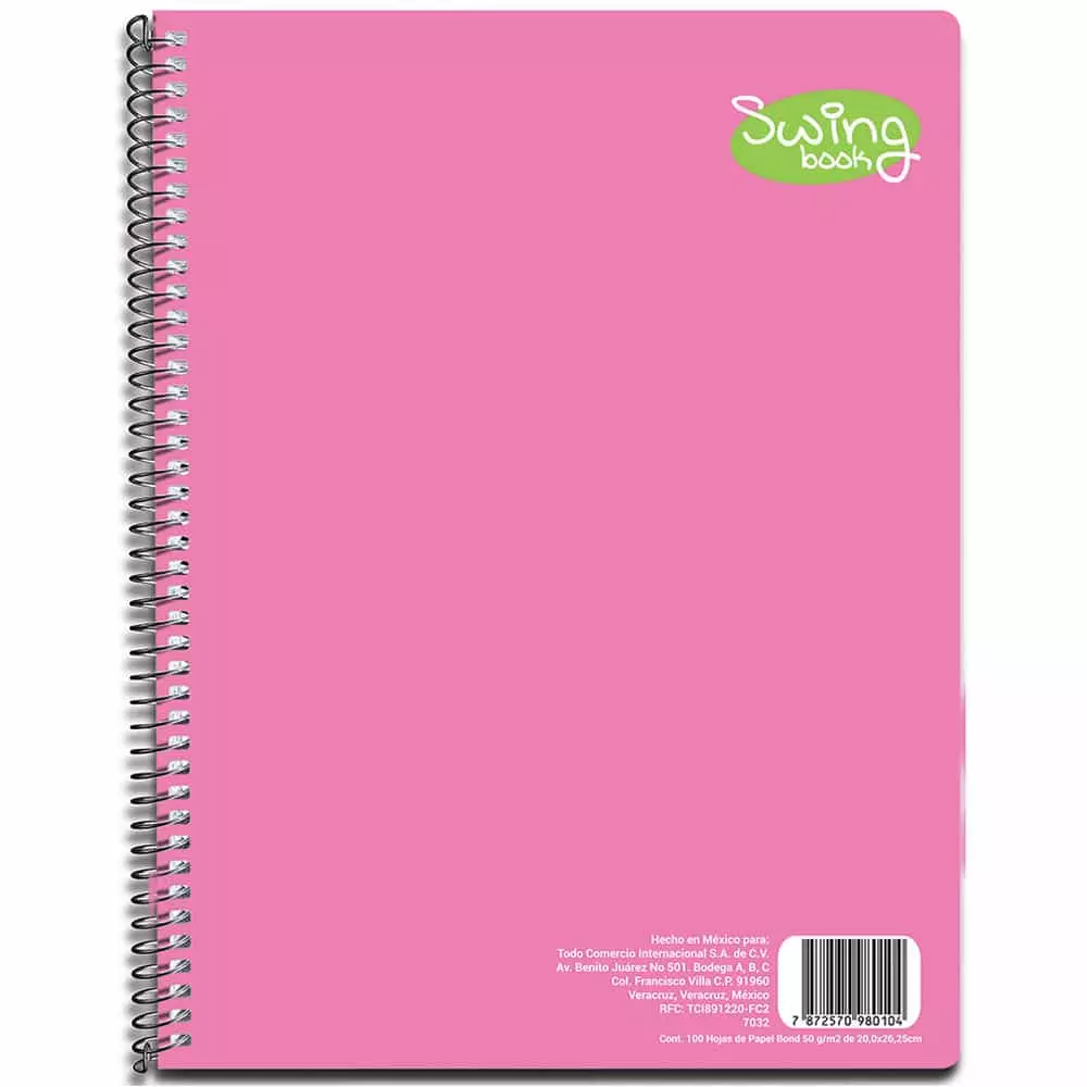 Cuaderno Espiral de 100 Hojas Profesional de Raya Swing Color®