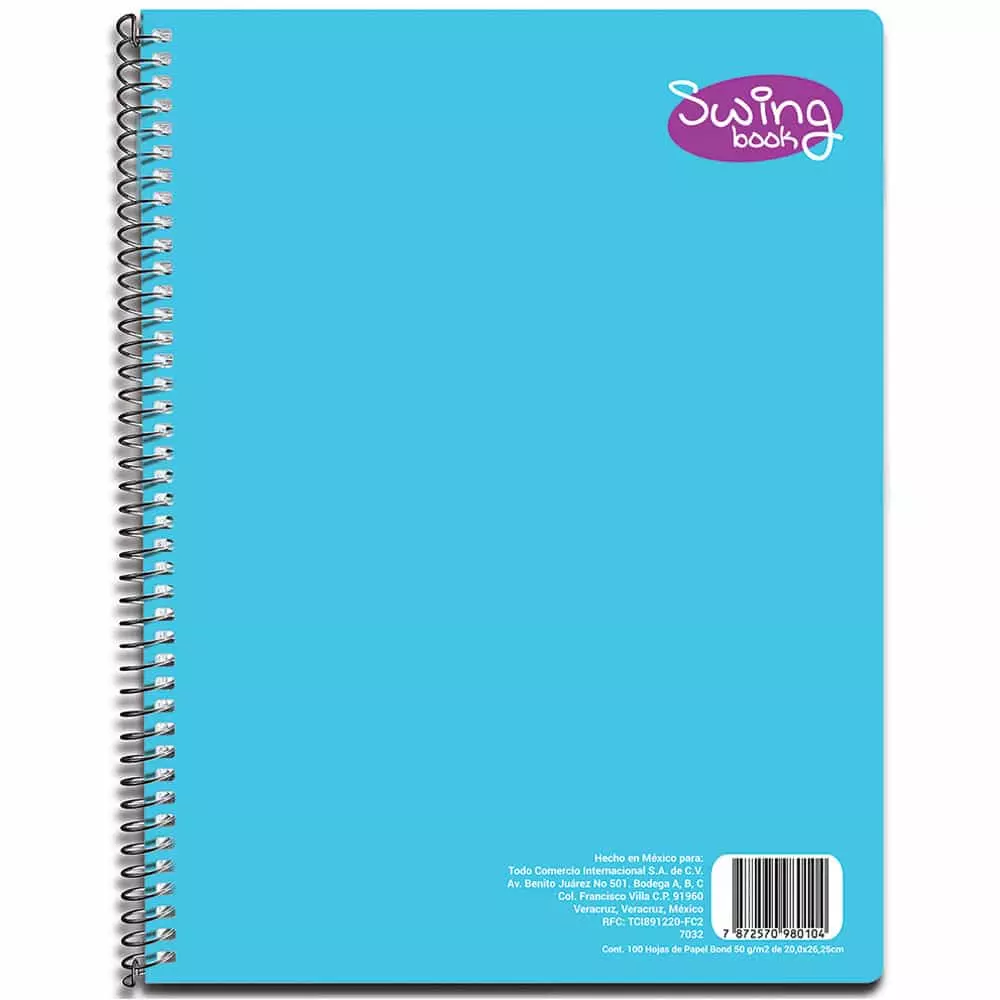 Cuaderno Espiral de 100 Hojas Profesional de Cuadro Grande Swing Color®