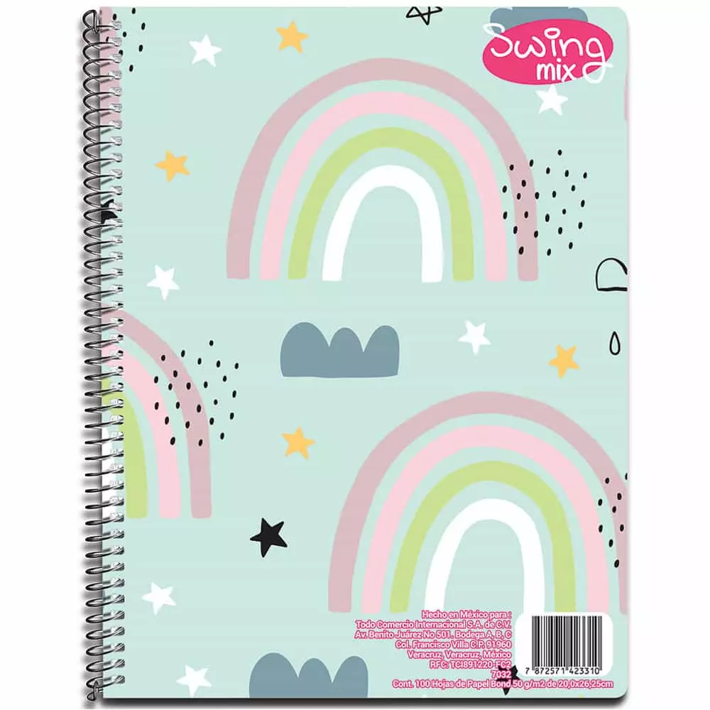 Cuaderno Espiral de 100 Hojas Profesional de Raya Swing Mix®