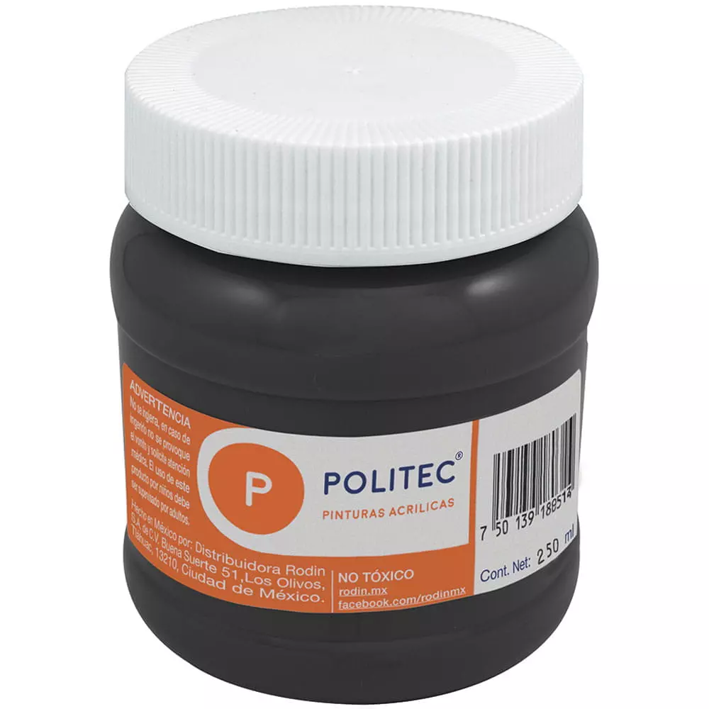 Pintura Acrílica Frasco con 250 ml Negro Politec®