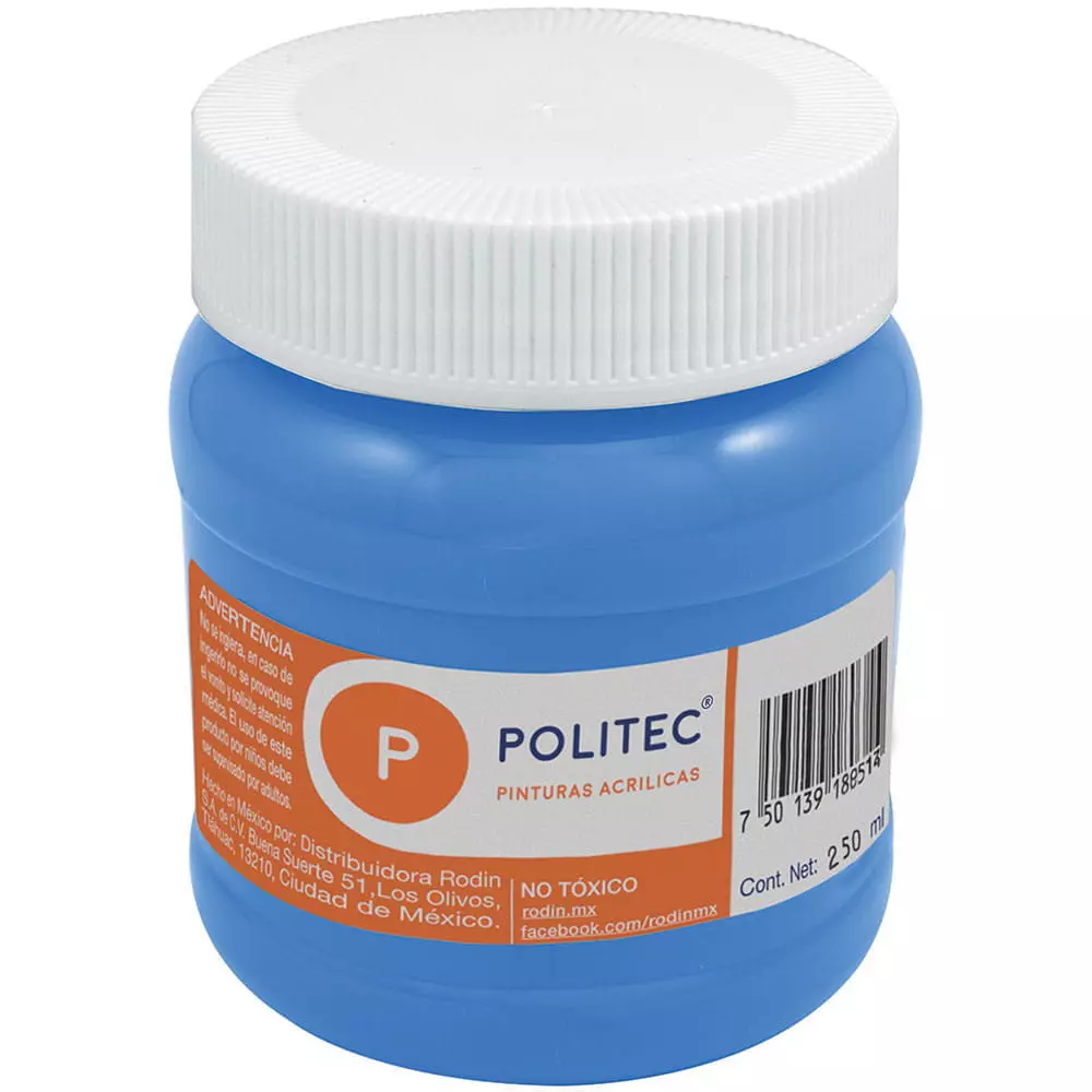 Pintura Acrílica Frasco con 250 ml Azul Celeste Politec®