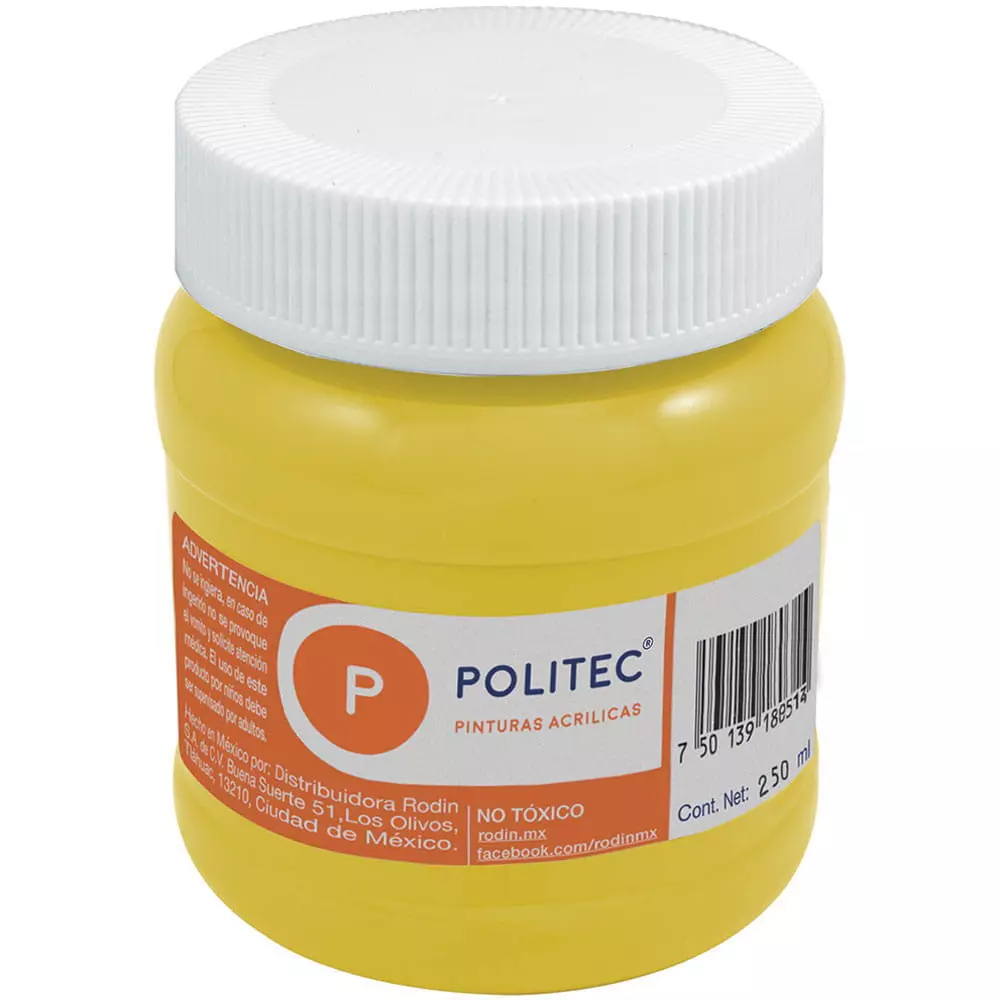 Pintura Acrílica Frasco con 250 ml Amarillo Medio Politec®